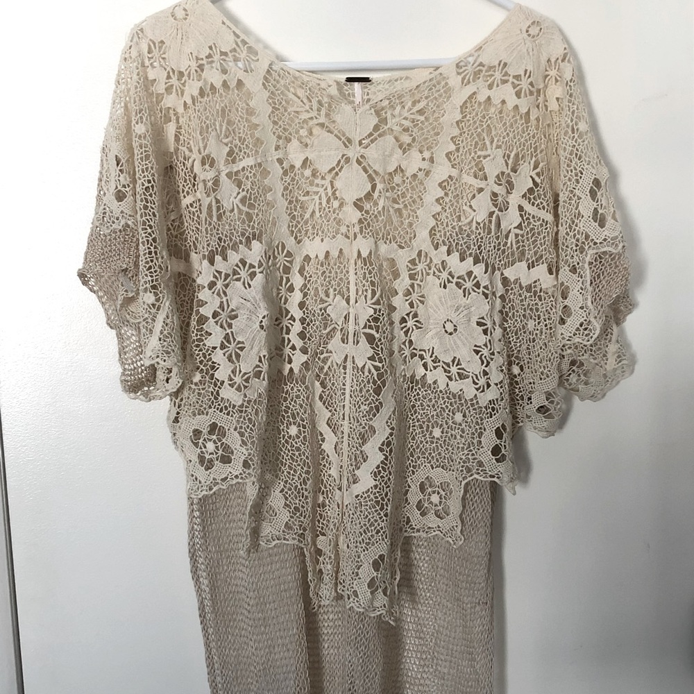 High low lace mesh shirt